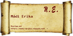 Mádi Erika névjegykártya